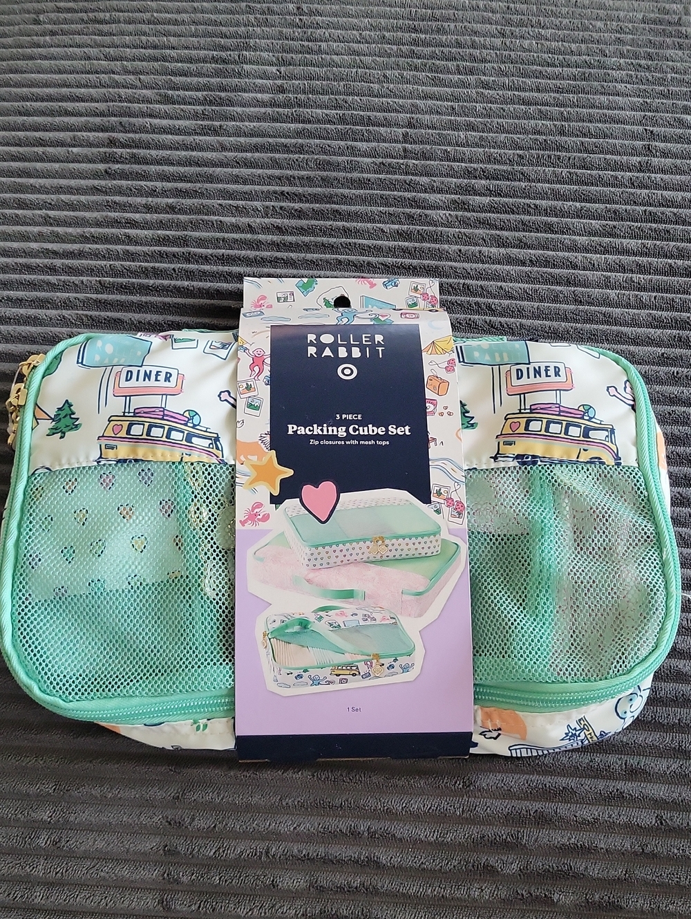 NWT 3pc Packing Cube Set White/Teal - Roller Rabbit x Target - Picture 5 of 6